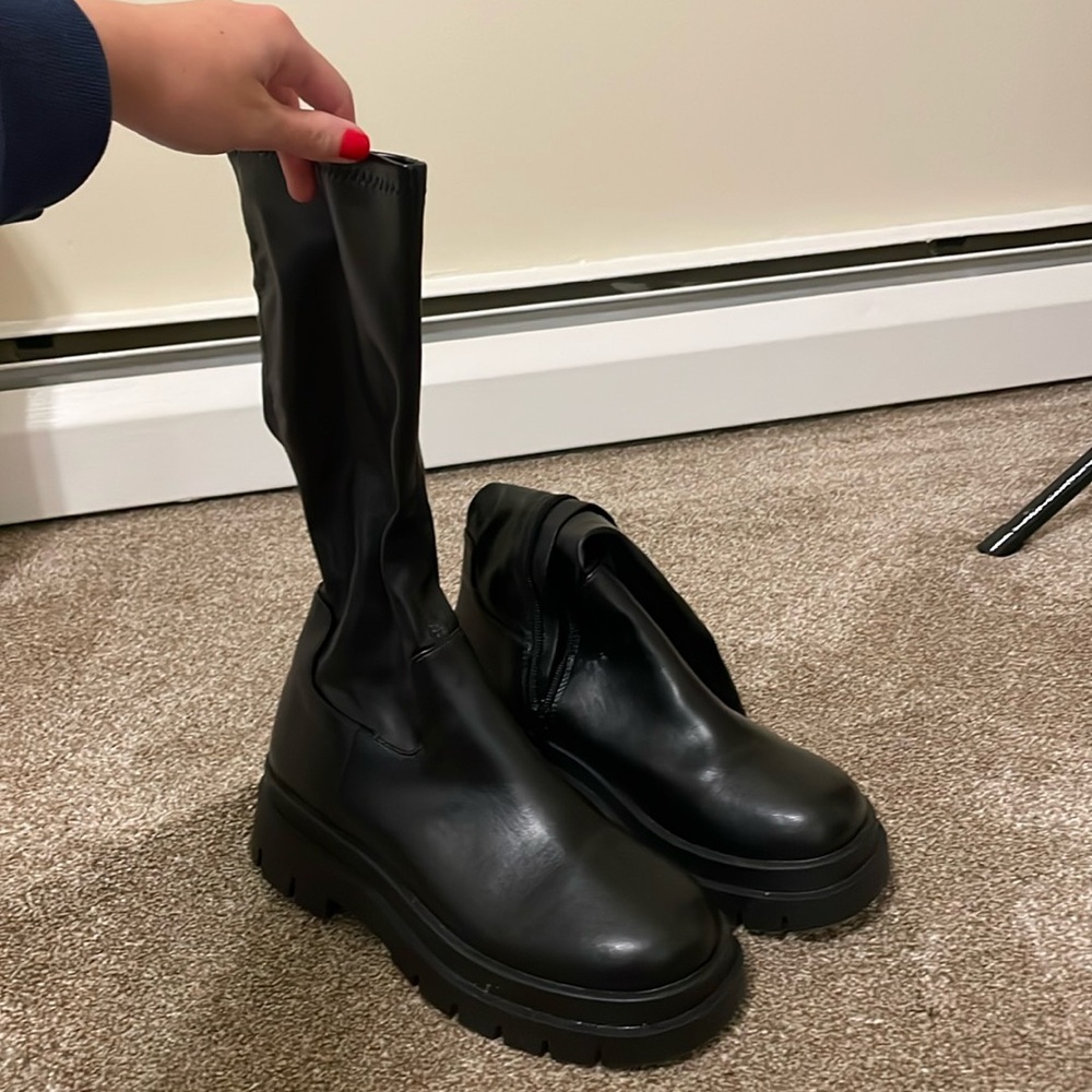 Forever 21 Pleather Black Grunge Platform Boot